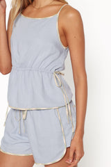 Bettie Top - Light Blue Linen