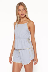 Bettie Top - Light Blue Linen