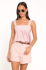 Bronti Top - Pink Dot