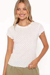 Darla Pointelle Baby Tee - White