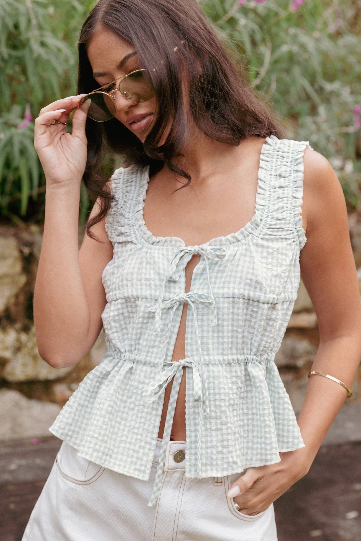 Harper Top - Sage Gingham