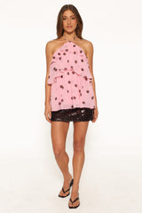 Helena Halterneck Top - Pink Polka Dot