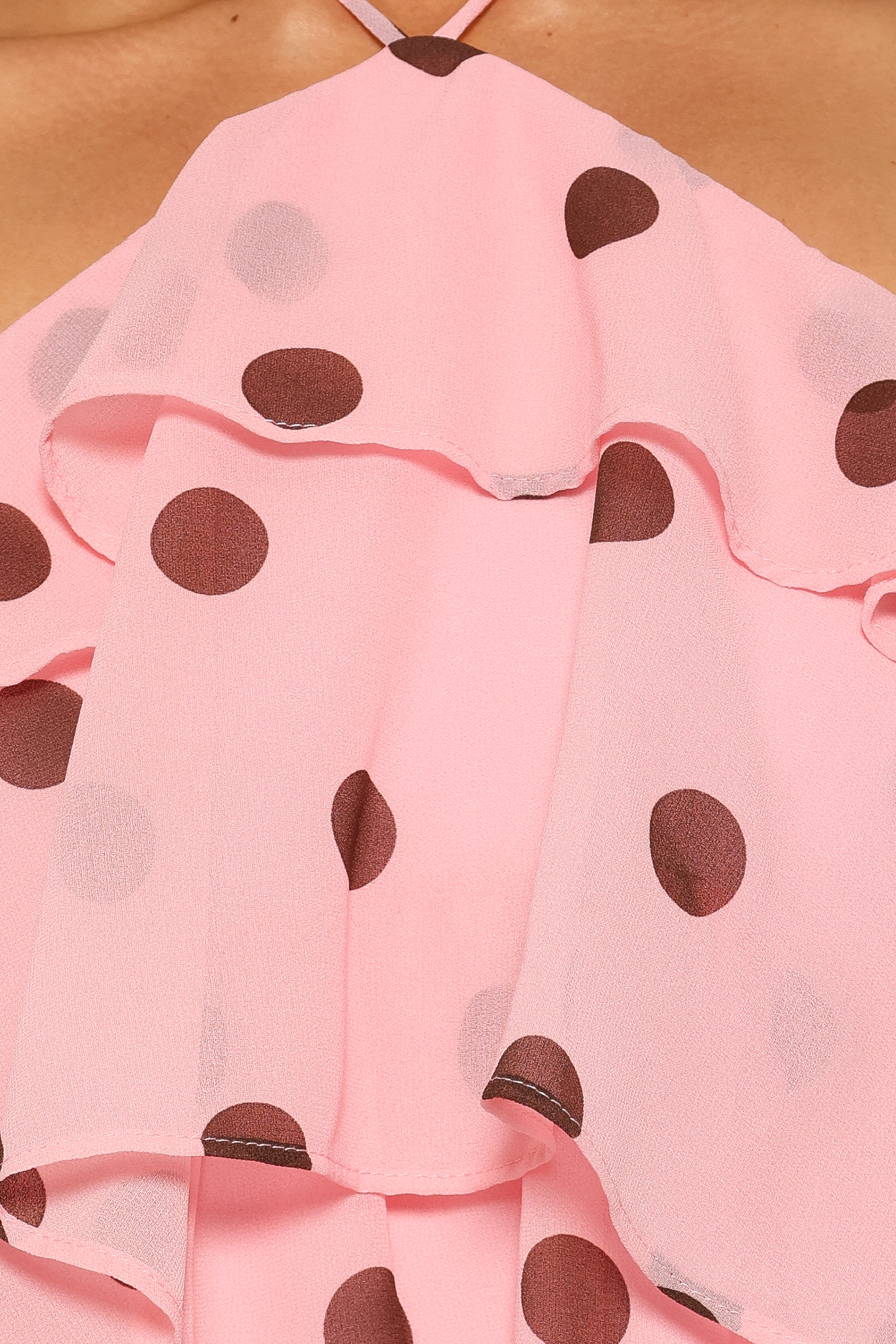 Helena Halterneck Top - Pink Polka Dot