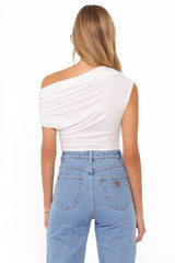 Jacki Asymmetric Top - White