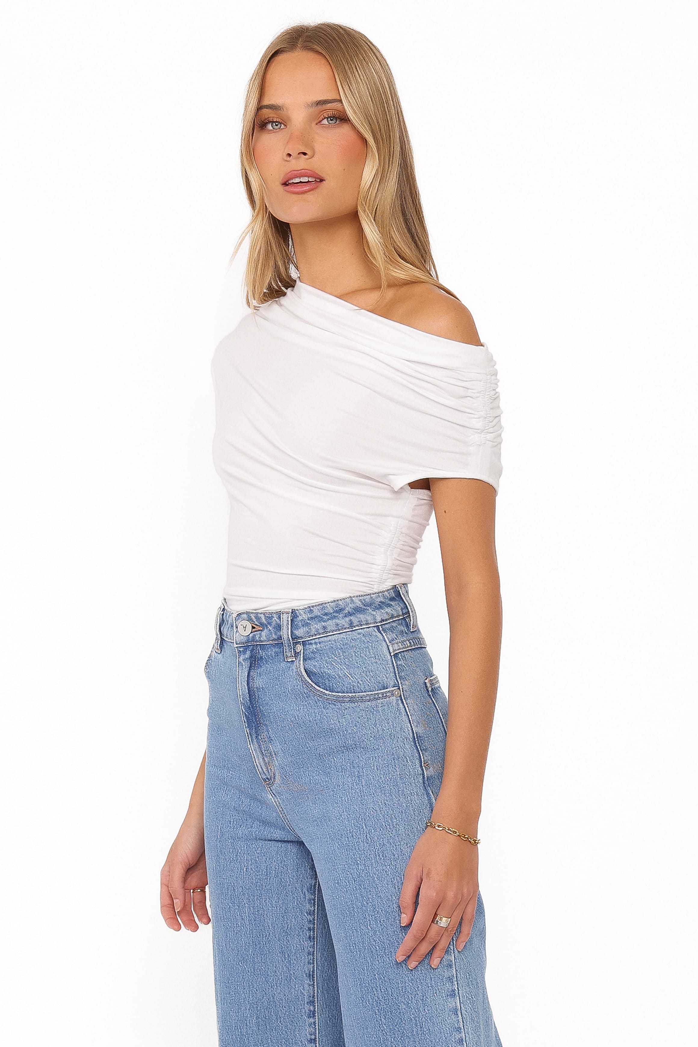 Jacki Asymmetric Top - White