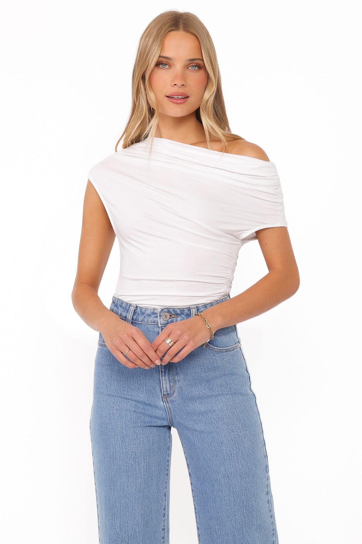 Jacki Asymmetric Top - White