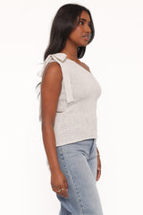 Jutta One Shoulder Knit Top - Beige