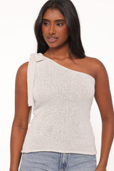 Jutta One Shoulder Knit Top - Beige