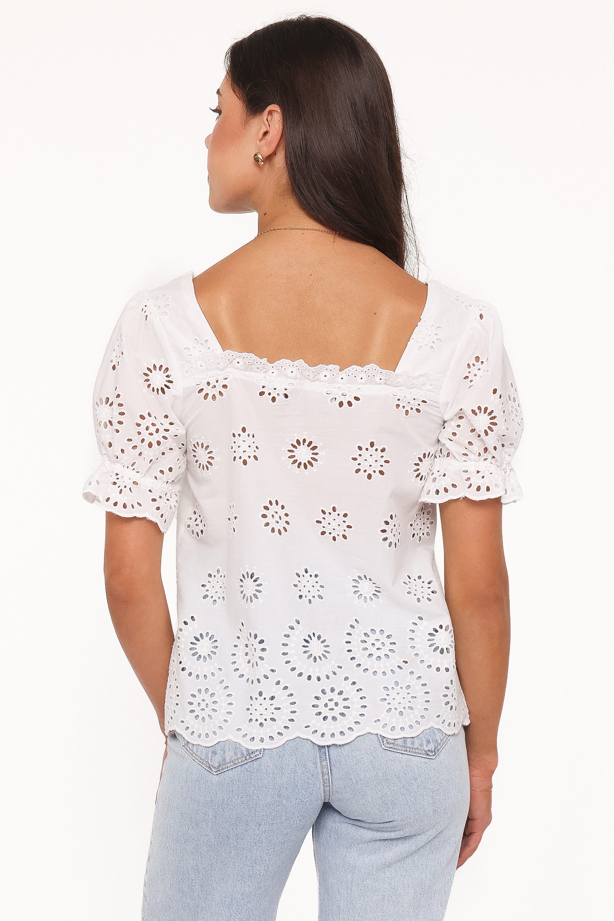 Kairi Eyelet Top - White Broderie