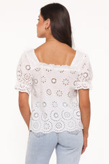 Kairi Eyelet Top - White Broderie