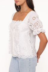 Kairi Eyelet Top - White Broderie