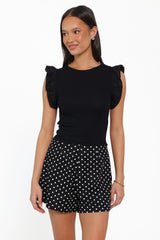 Kathleen Ruffled Knit Top - Black