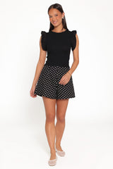 Kathleen Ruffled Knit Top - Black