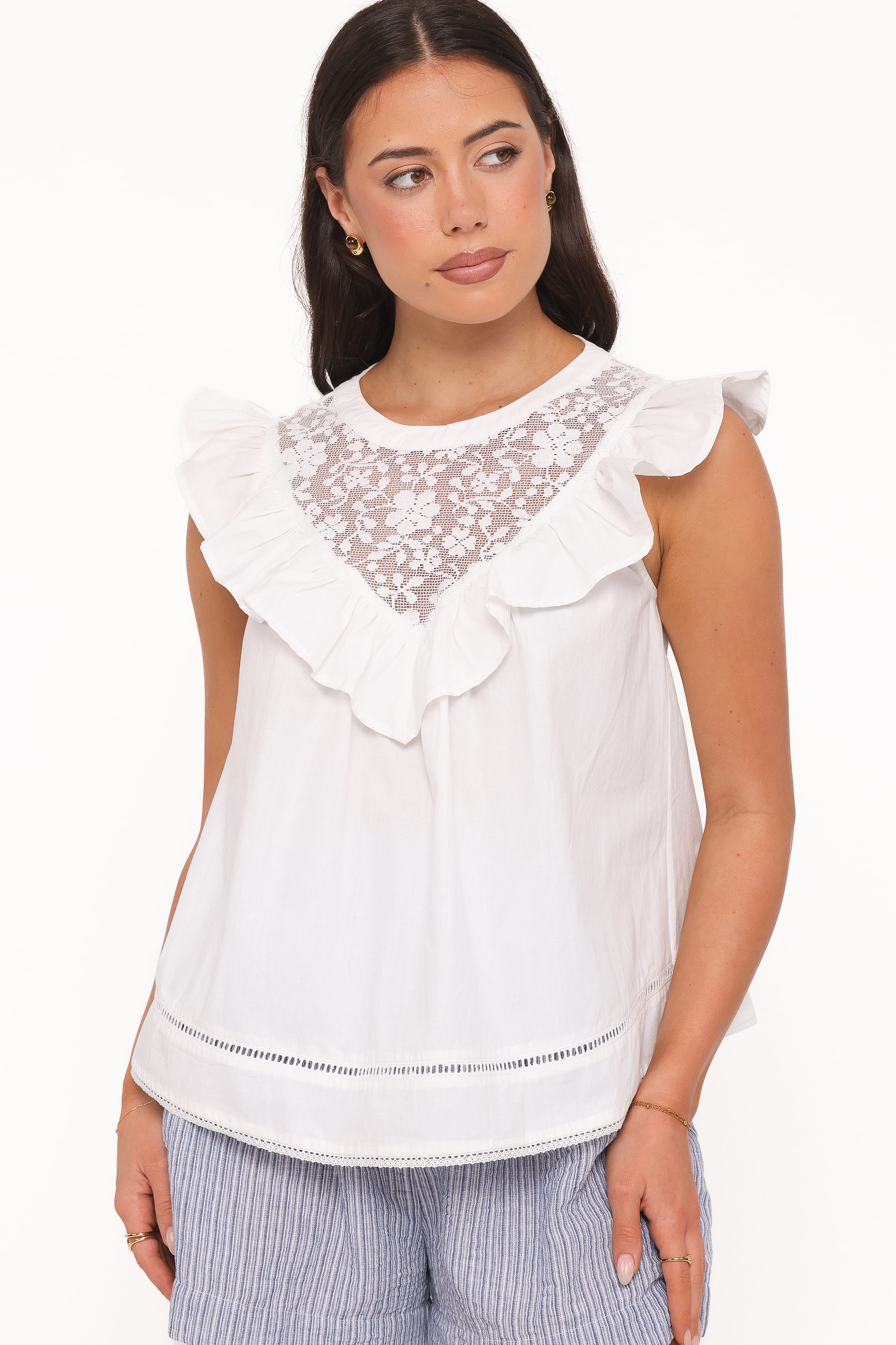 Kiran Ruffle Top - White