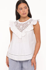 Kiran Ruffle Top - White