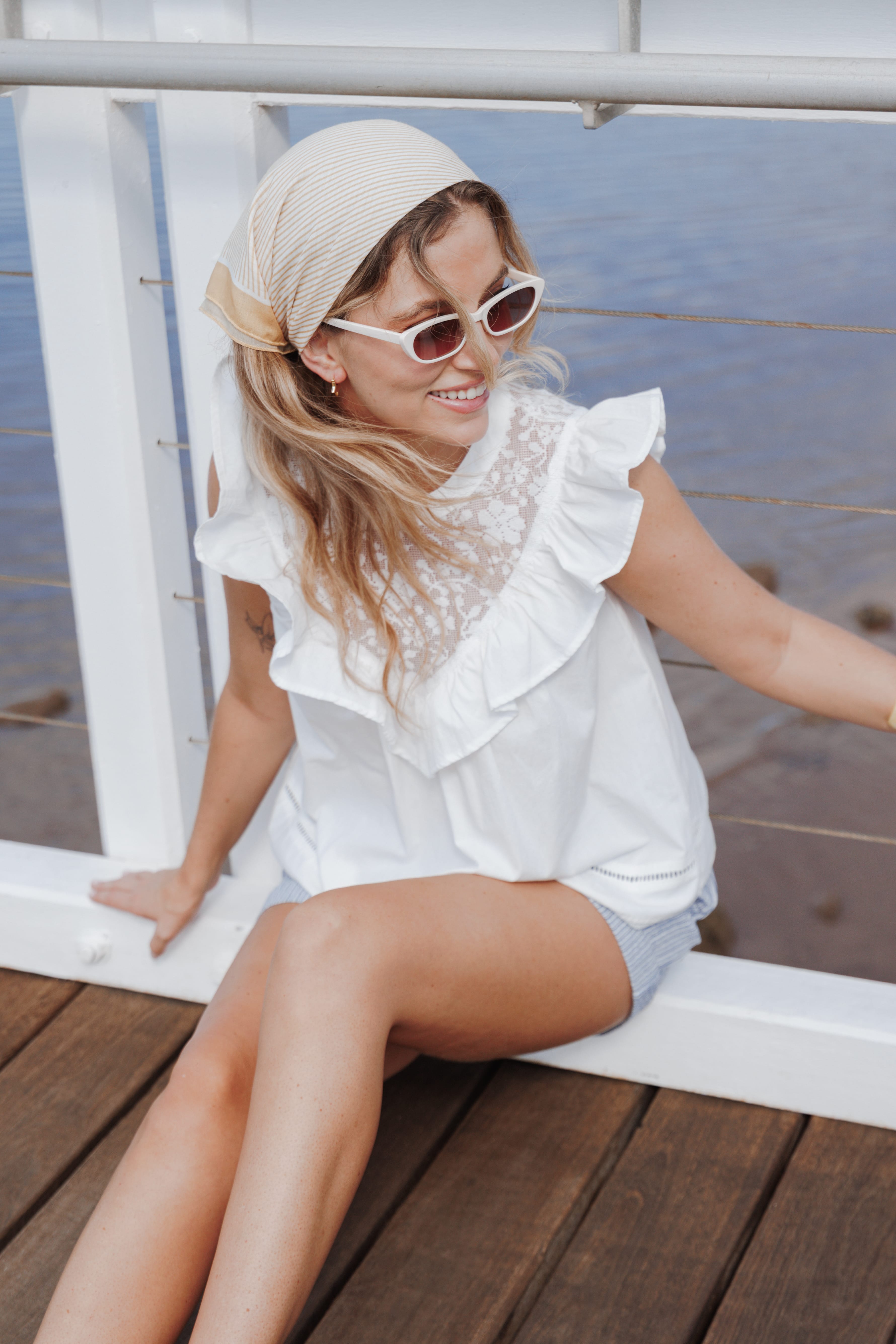 Kiran Ruffle Top - White