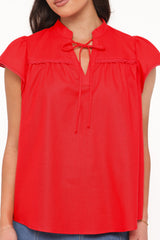 Kylie Flutter Sleeve Top - Red