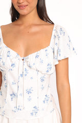 Laeriel Flutter Sleeve Top - Cream Floral