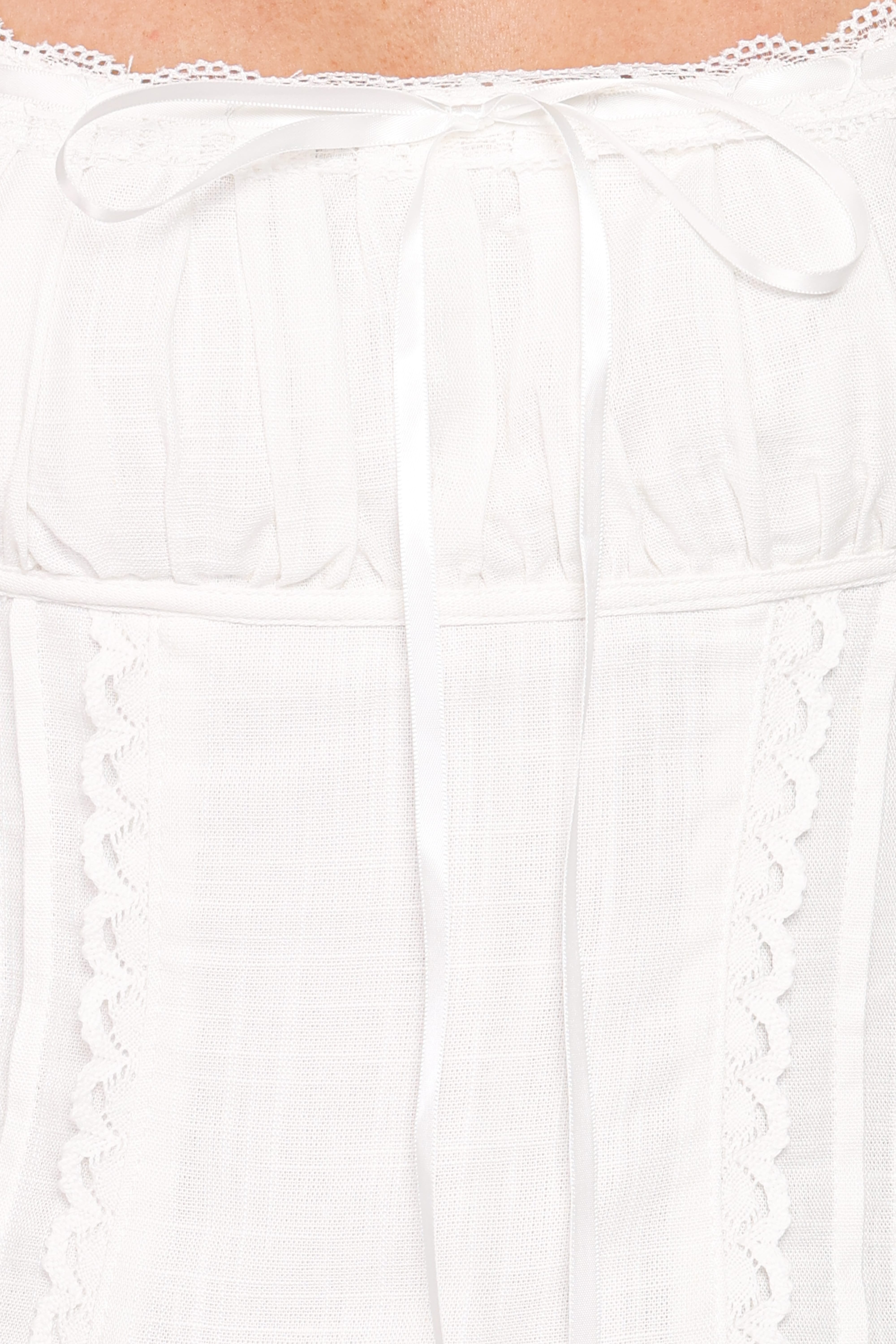 Lany Lace Trim Flutter Top - White