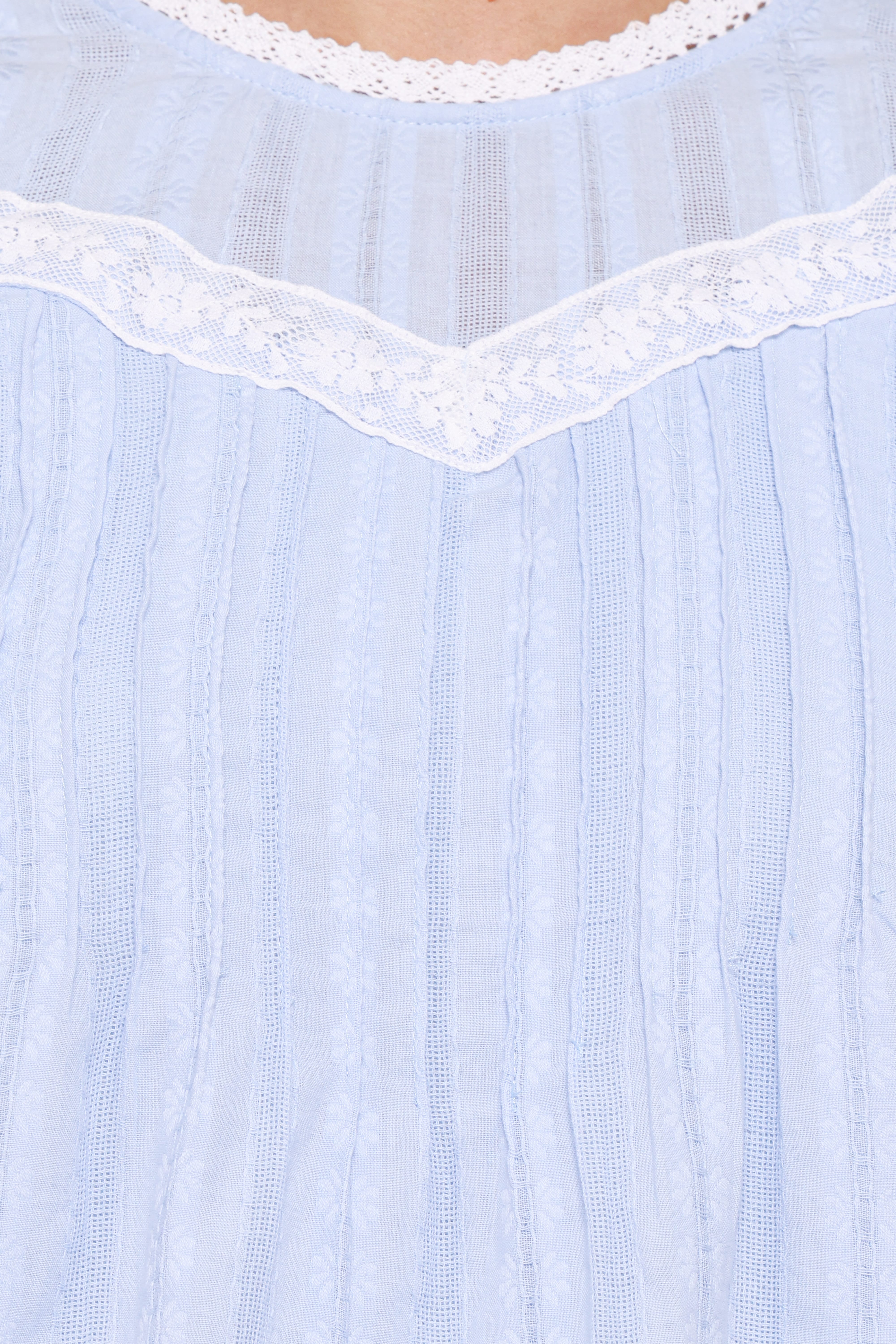Laoise Lace Inset Ruffle Top - Light Blue