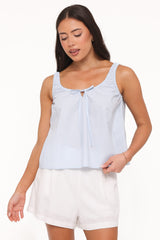 Lawrence Tie Scoop Top - Light Blue