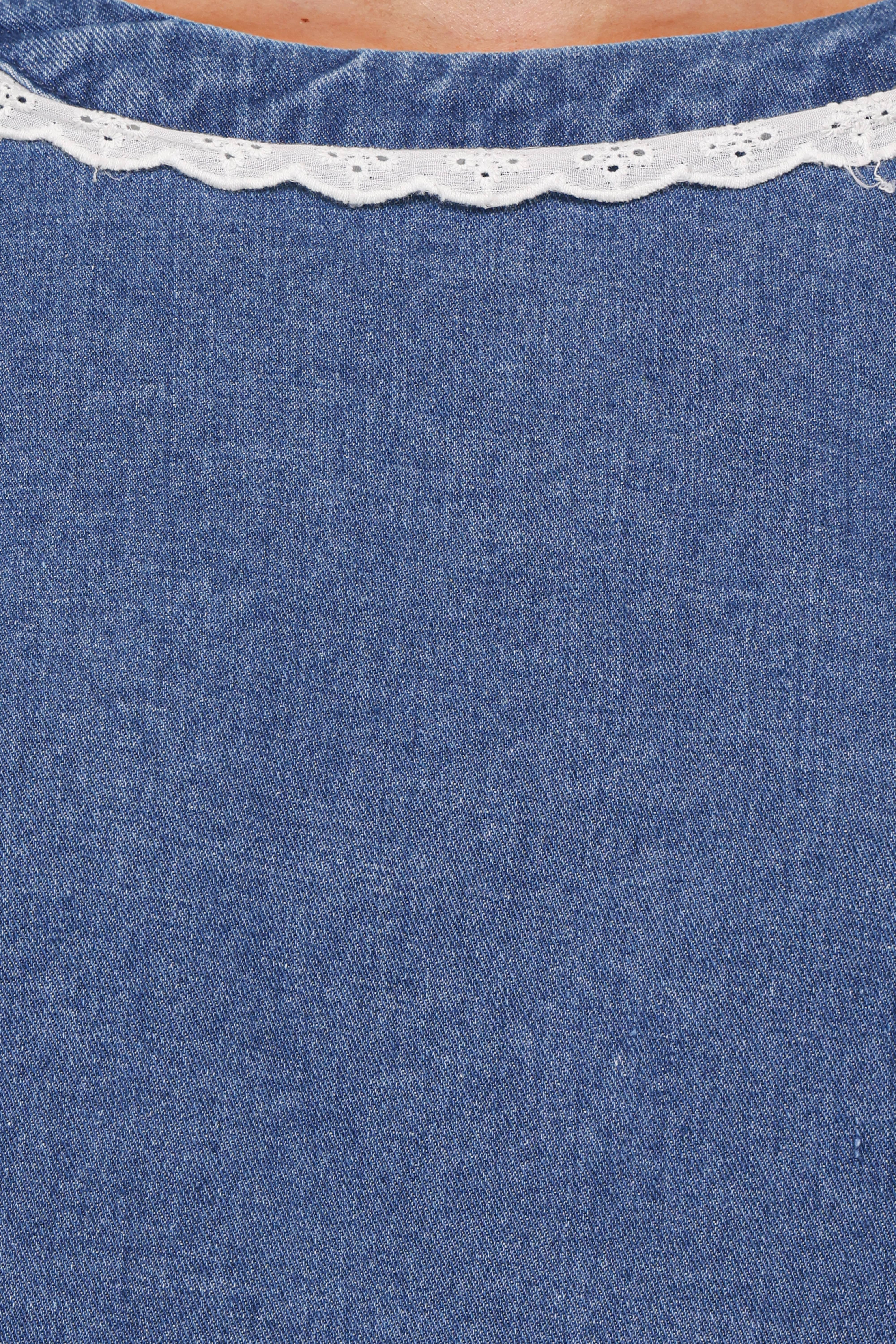 Merli Denim Open Back Top - Blue Medium Wash