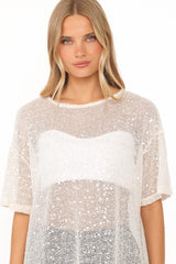 Nadine Sheer Tee Top - Cream