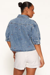 Nerys Embroidered Shirt - Medium Wash