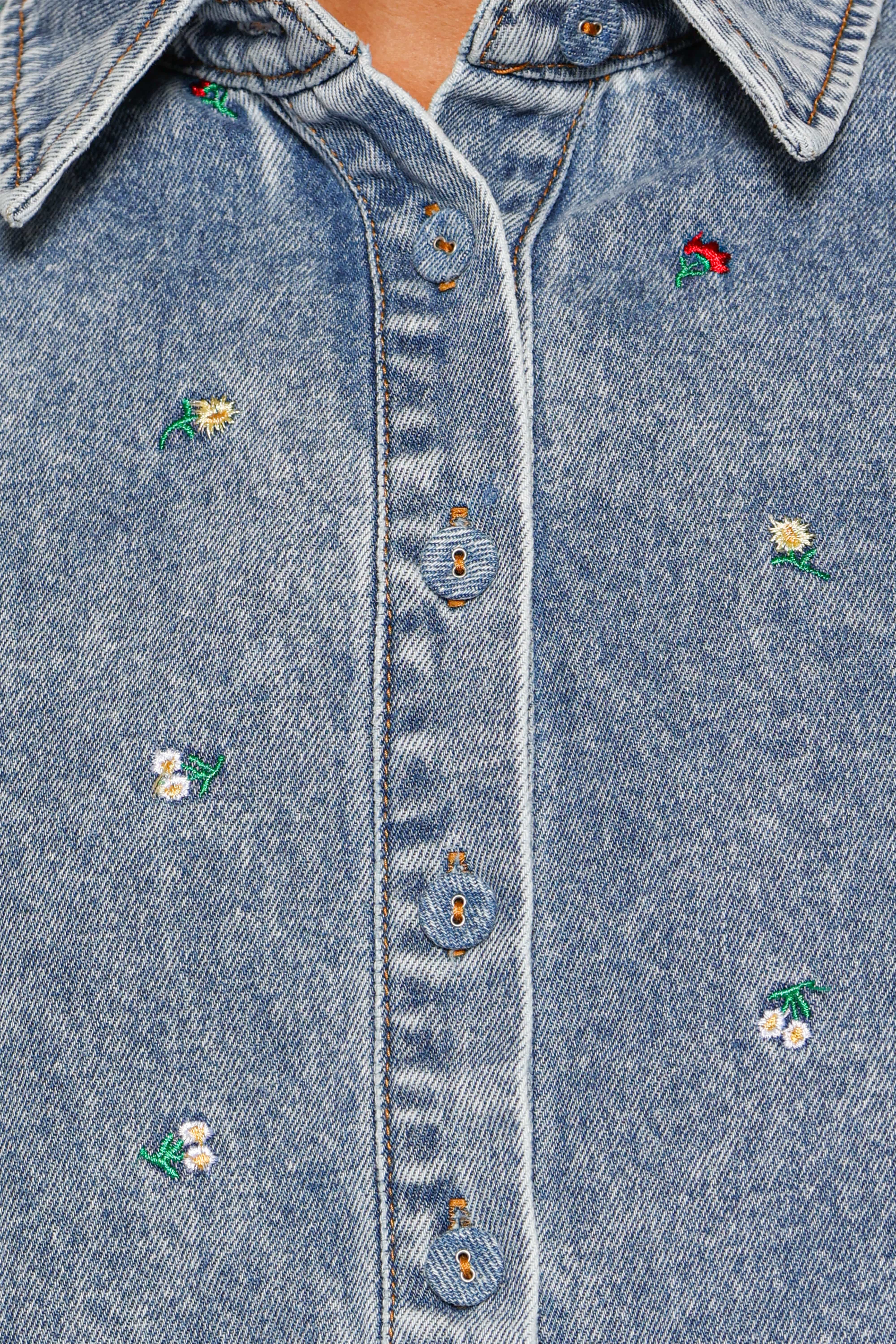 Nerys Embroidered Shirt - Medium Wash