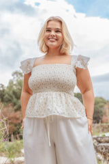 Remira Smocked Ruffle Top - White Betty