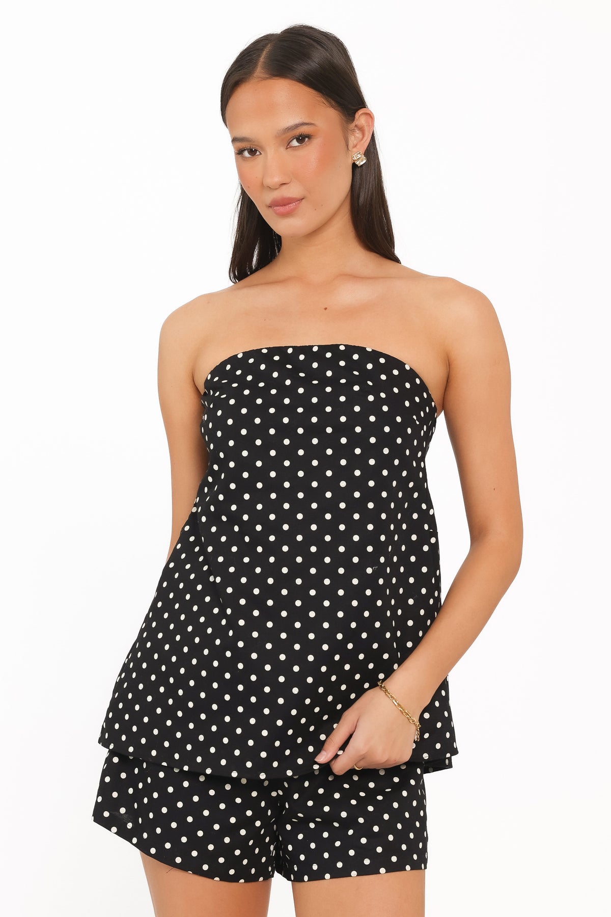 Rosemarie Strapless Top - Black Dot