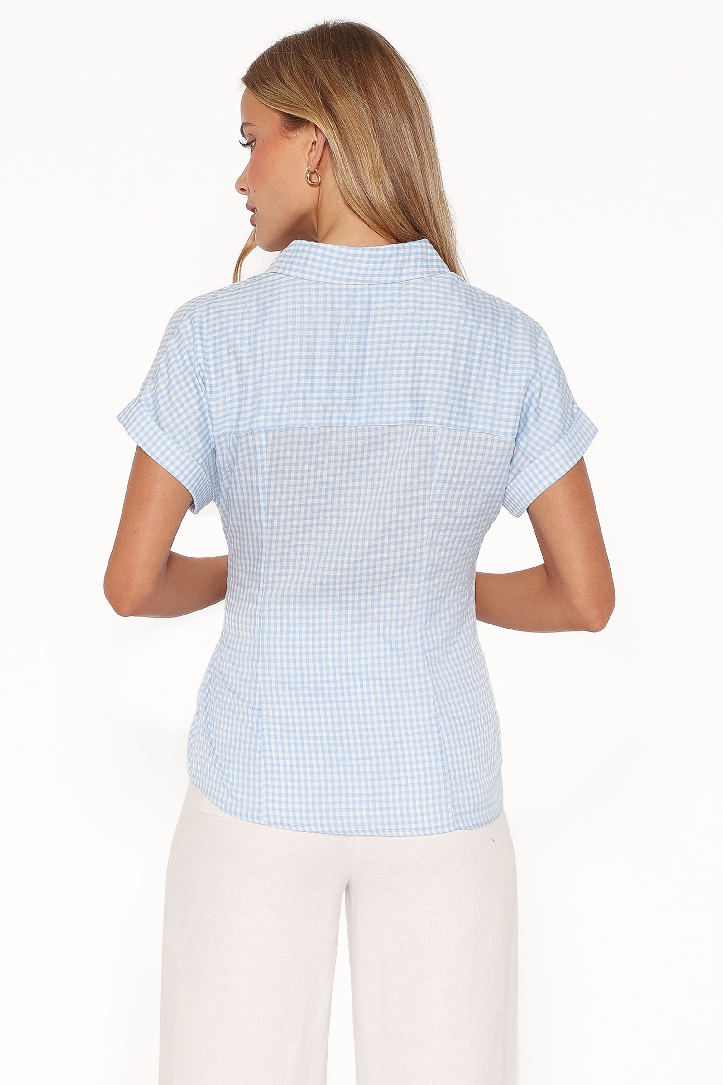 Shiloh Side Tie Shirt - Blue Gingham