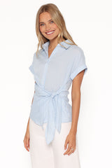 Shiloh Side Tie Shirt - Blue Gingham