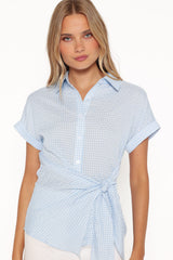 Shiloh Side Tie Shirt - Blue Gingham