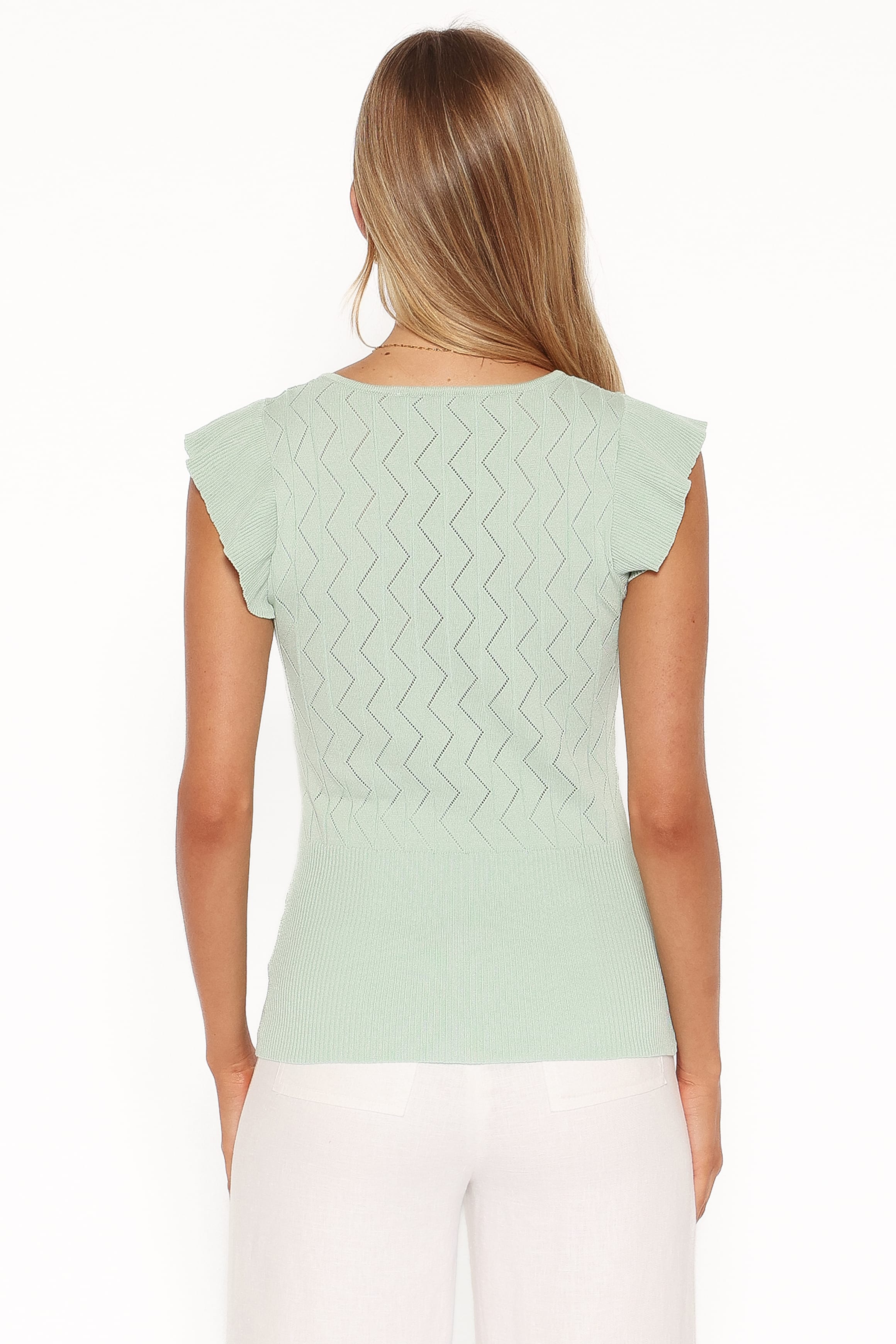 Tucker Pointelle Knit Top - Sage Green