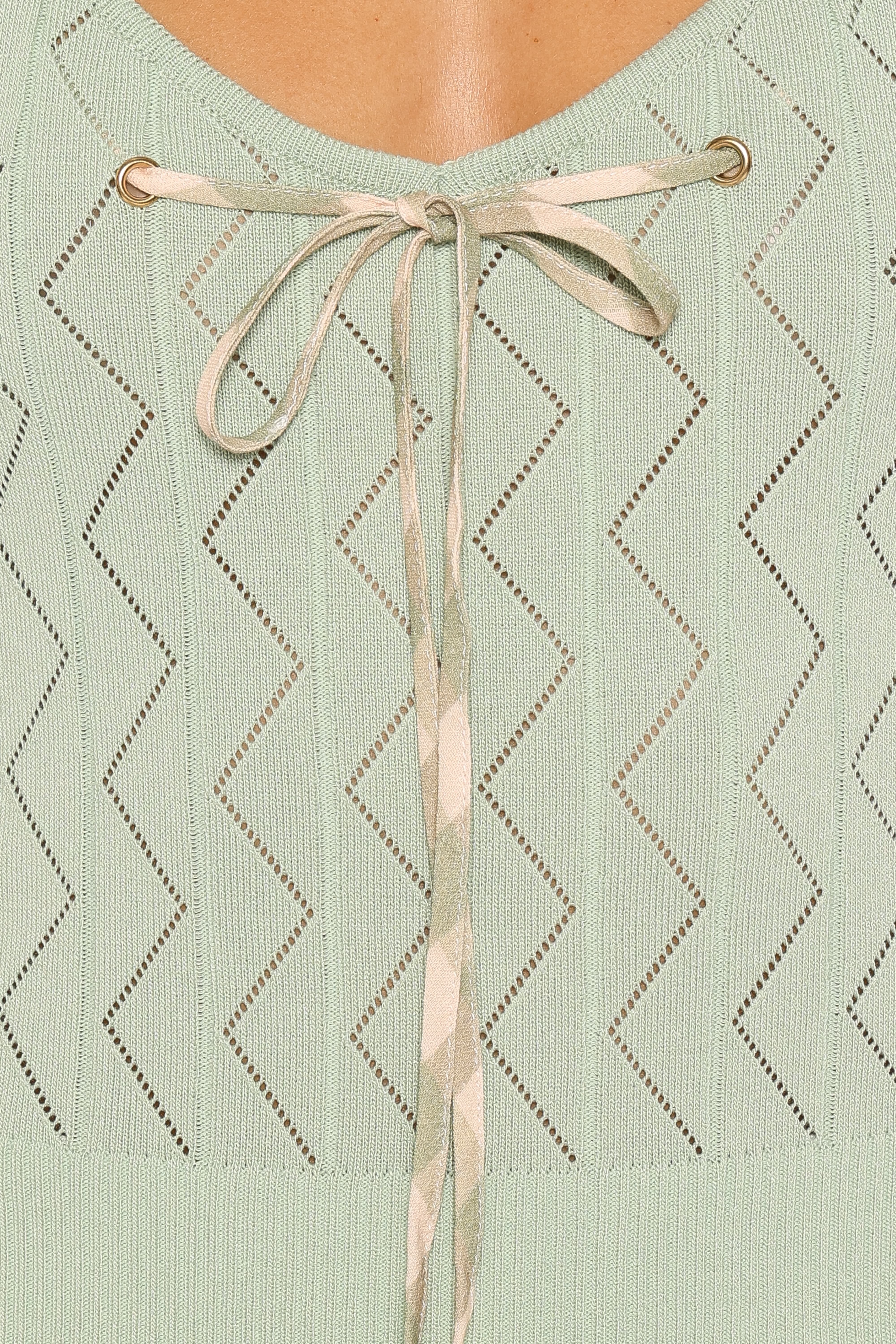 Tucker Pointelle Knit Top - Sage Green
