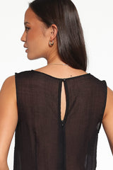 Vayla Sheer Panel Top - Black