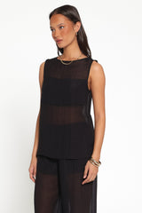 Vayla Sheer Panel Top - Black