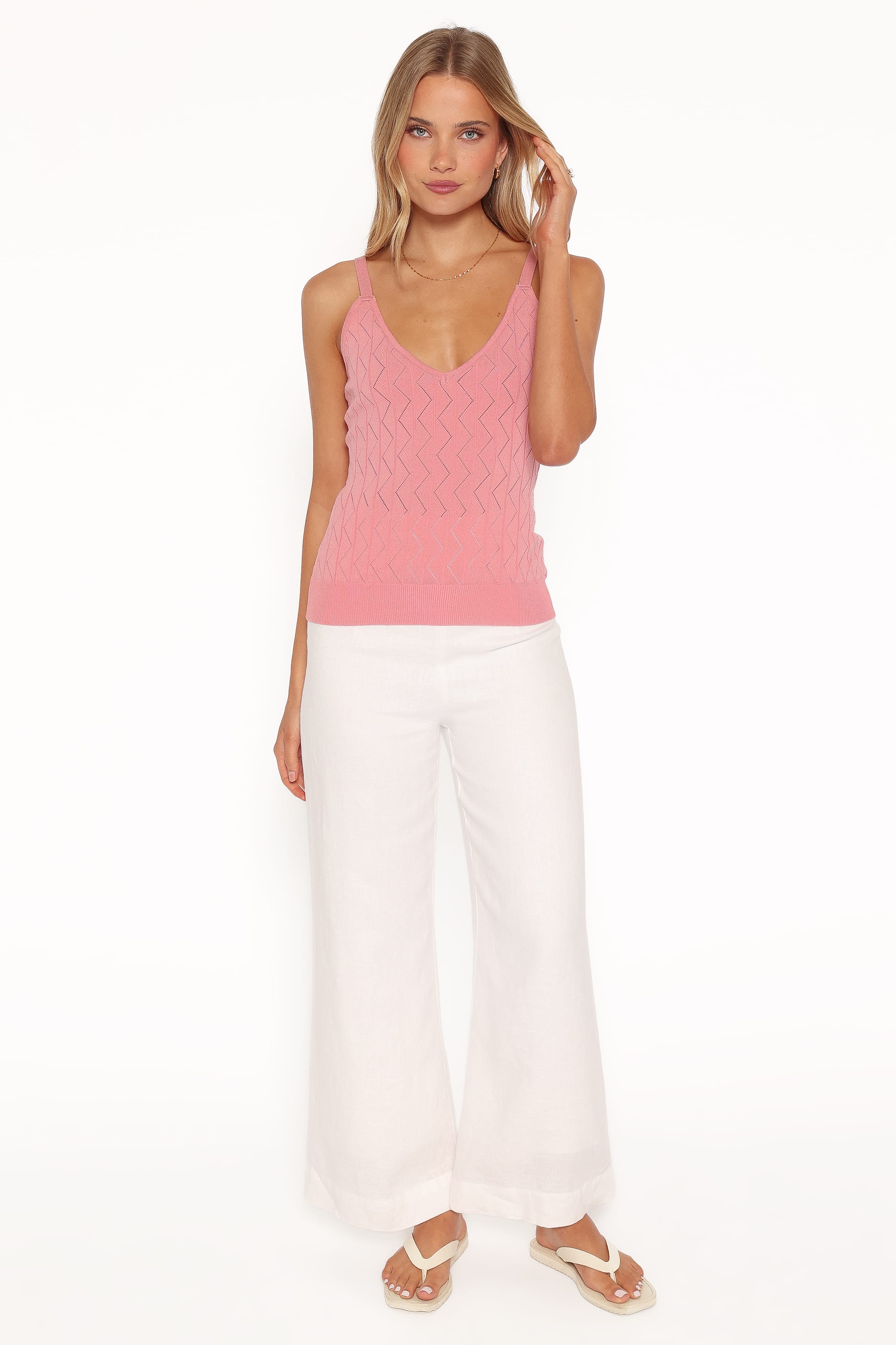 Vesta Pointelle Knit Tank - Pink